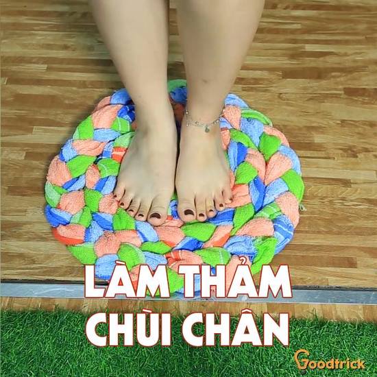 Hướng dẫn làm thảm cực đẹp với khăn cũ